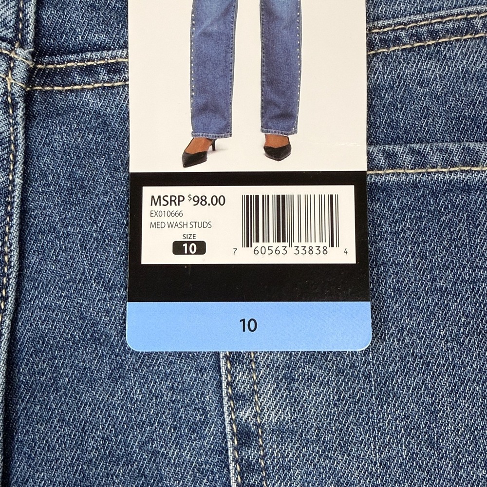 Express Embellished Jean Womens Size 10 Straight Leg Studded Medium Wash NWT - Picture 8 of 14